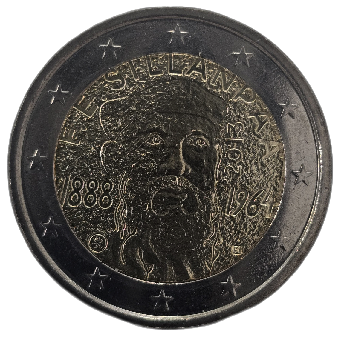 2 euros conmemorativa 125 Aniversario del nacimiento del Premio Nobel de Literatura Frans Emil Sillanpää